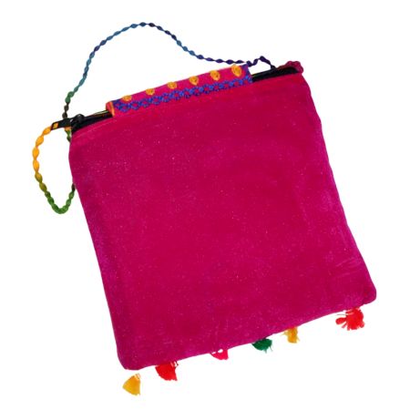 Pink Ethnic Cotton Crossbody Bag with Bird Motif & Mirror Work - Jaipuri Handmade Embroidered Sling Bag